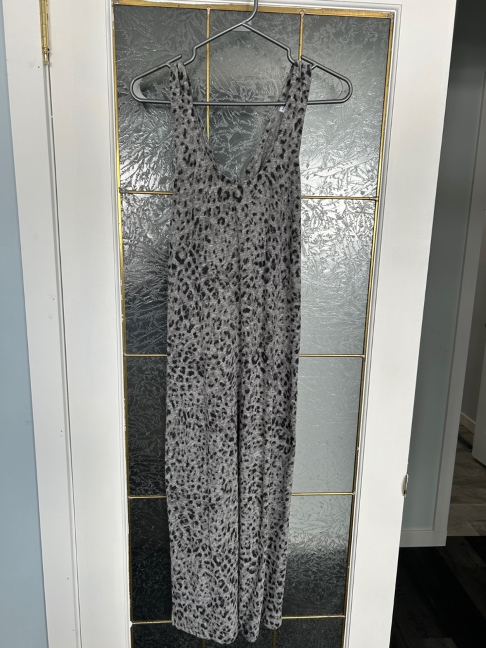 Old Navy Gray Leopard-Print Maxi Dress
